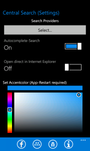 Central Search for Windows Phone Settings